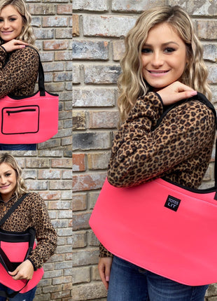 Neon Pink Neoprene Tote - Drink Handlers