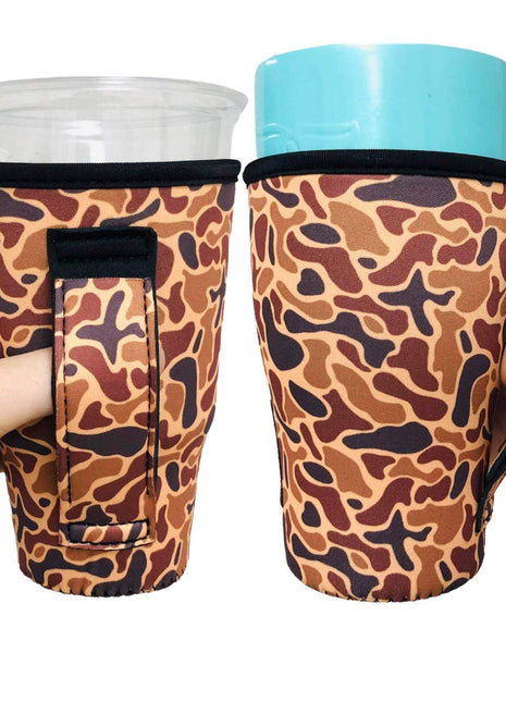 Old School Camo 20oz Large Iced Coffee / Tea / Tumbler Handler™ - Drink Handlers