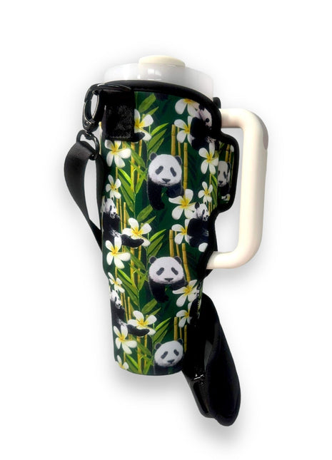 Panda Panda 40oz Tumbler With Handle Sleeve - Drink Handlers