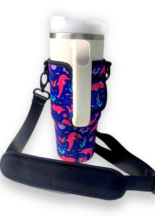 Pink Dolphins 25-35oz Tumbler With Handle Sleeve - Drink Handlers