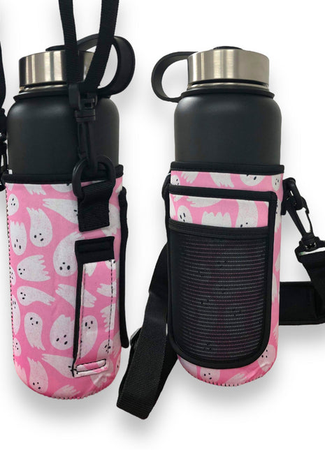 Pink Ghost 30-40oz Tumbler Handler™ With Carrying Strap - Drink Handlers