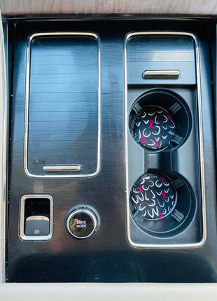 Pink Ribbon Neoprene Car Coasters - Drink Handlers