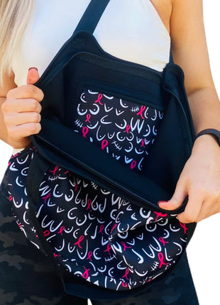 Pink Ribbon Neoprene Tote - Drink Handlers