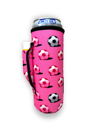 Pink Soccer 16-24oz Soda & Water Bottle / Tallboy Can Handler™ - Drink Handlers