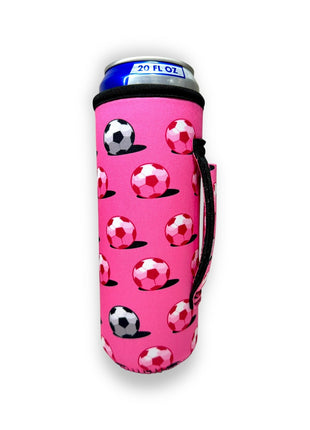 Pink Soccer 16-24oz Soda & Water Bottle / Tallboy Can Handler™ - Drink Handlers