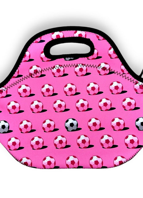 Pink Soccer Lunch Bag Tote - Drink Handlers