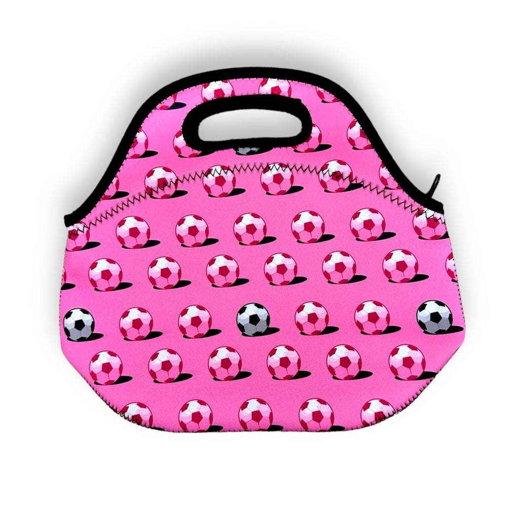 Pink Soccer Lunch Bag Tote - Drink Handlers