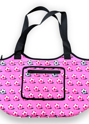 Pink Soccer Neoprene Tote - Drink Handlers