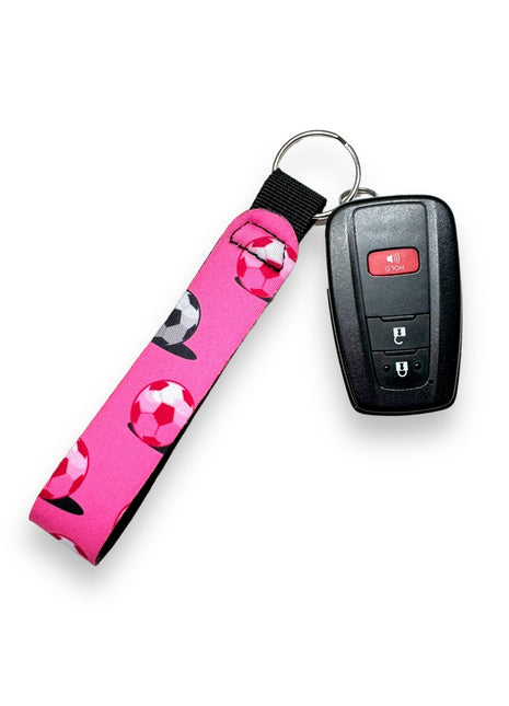 Pink Soccer Wristlet Keychain - Drink Handlers