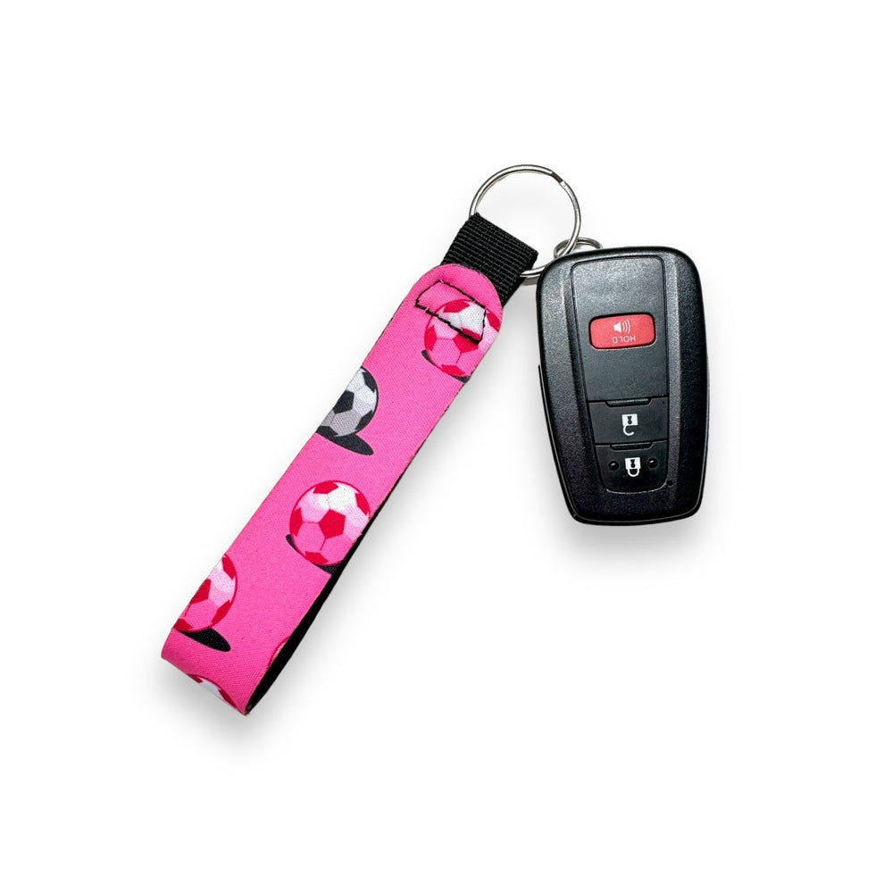 Pink Soccer Wristlet Keychain - Drink Handlers