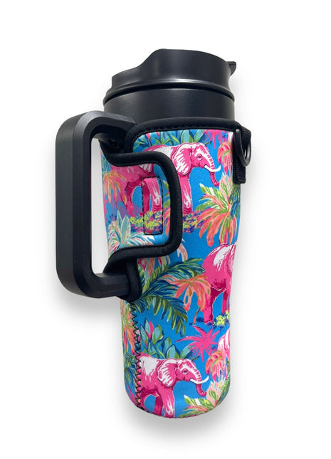 Preppy Elephant 25-35oz Tumbler With Handle Sleeve - Drink Handlers