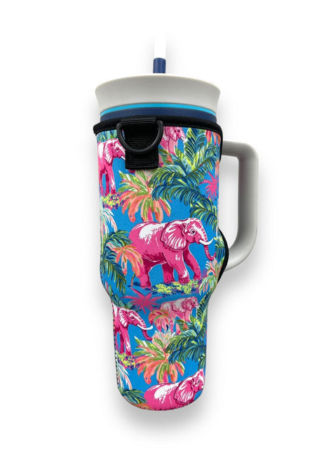 Preppy Elephant 40oz Tumbler With Handle Sleeve - Drink Handlers