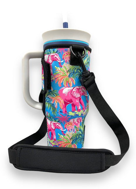 Preppy Elephant 40oz Tumbler With Handle Sleeve - Drink Handlers