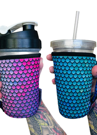 Purple Mermaid 16oz PINT Glass / Medium Fountain Drinks and Tumbler Handlers™ - Drink Handlers