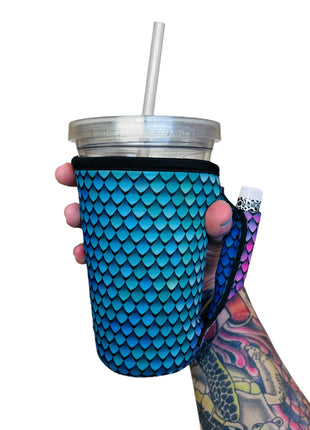 Purple Mermaid 16oz PINT Glass / Medium Fountain Drinks and Tumbler Handlers™ - Drink Handlers