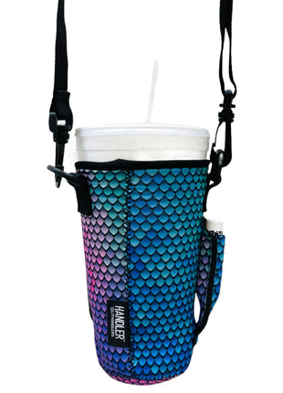 Purple Mermaid 30-40oz Tumbler Handler™ With Carrying Strap - Drink Handlers