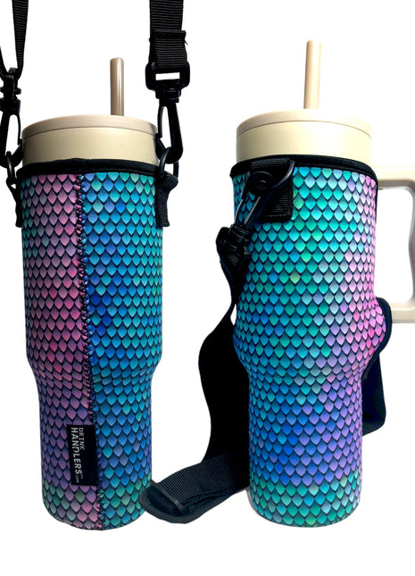Purple Mermaid 40oz Tumbler With Handle Sleeve - Drink Handlers