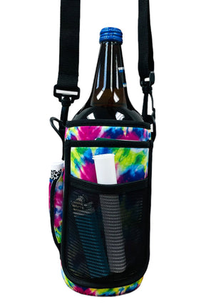 Purple Tie Dye 30-40oz Tumbler Handler™ With Carrying Strap - Drink Handlers