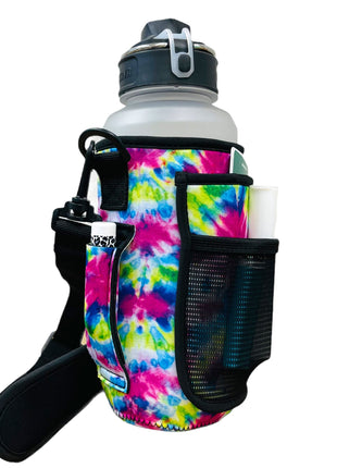 Purple Tie Dye 30-40oz Tumbler Handler™ With Carrying Strap - Drink Handlers
