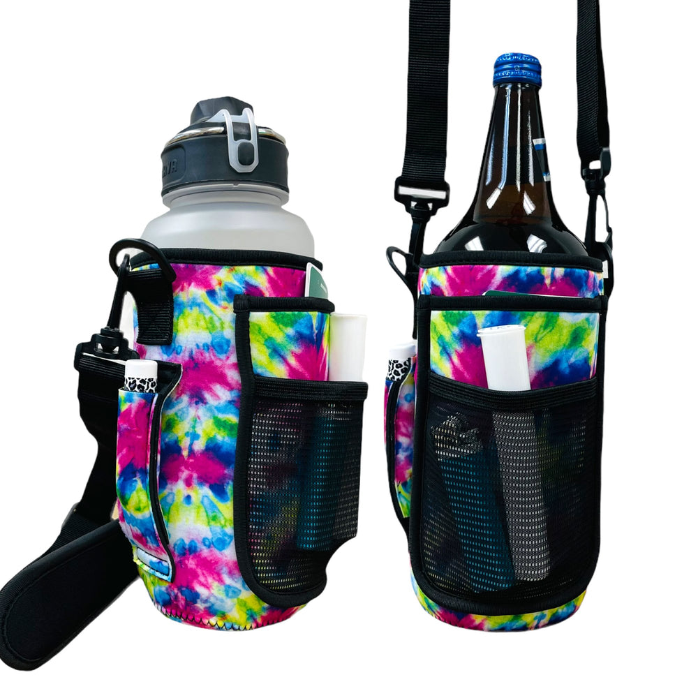 Purple Tie Dye 30-40oz Tumbler Handler™ With Carrying Strap - Drink Handlers