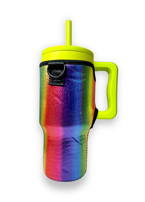 Radiant Rainbow 25-35oz Tumbler With Handle Sleeve - Drink Handlers