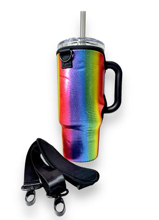 Radiant Rainbow 40oz Tumbler With Handle Sleeve - Drink Handlers