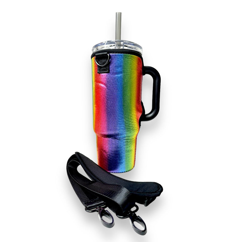 Radiant Rainbow 40oz Tumbler With Handle Sleeve - Drink Handlers