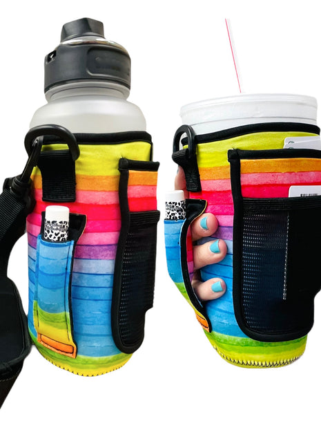 Rainbow 30-40oz Tumbler Handler™ With Carrying Strap - Drink Handlers