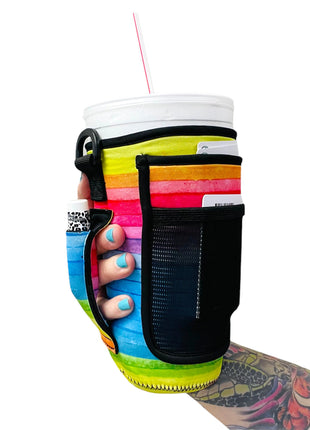 Rainbow 30-40oz Tumbler Handler™ With Carrying Strap - Drink Handlers