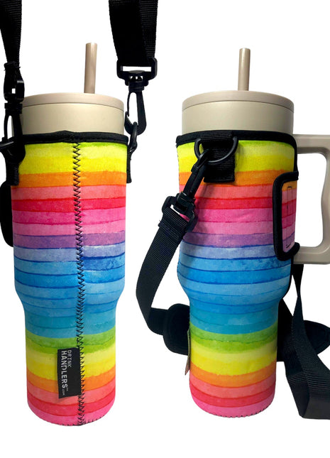 Rainbow 40oz Tumbler With Handle Sleeve - Drink Handlers