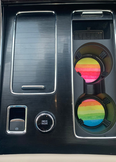 Rainbow Neoprene Car Coasters - Drink Handlers