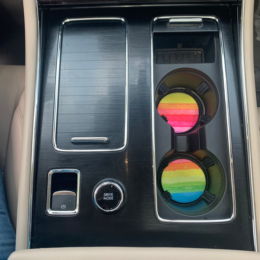Rainbow Neoprene Car Coasters - Drink Handlers