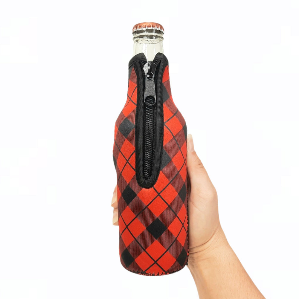 Red Plaid 12oz Bottleneck Handler™ - Drink Handlers