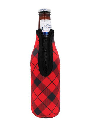 Red Plaid 12oz Bottleneck Sleeve - Drink Handlers