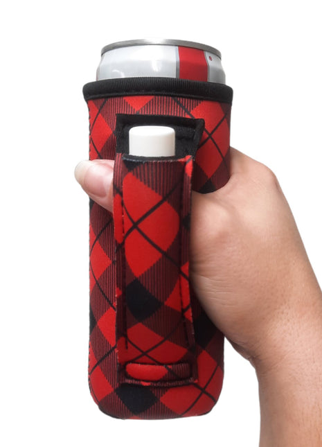 Red Plaid 12oz Slim Can Handler™ - Drink Handlers