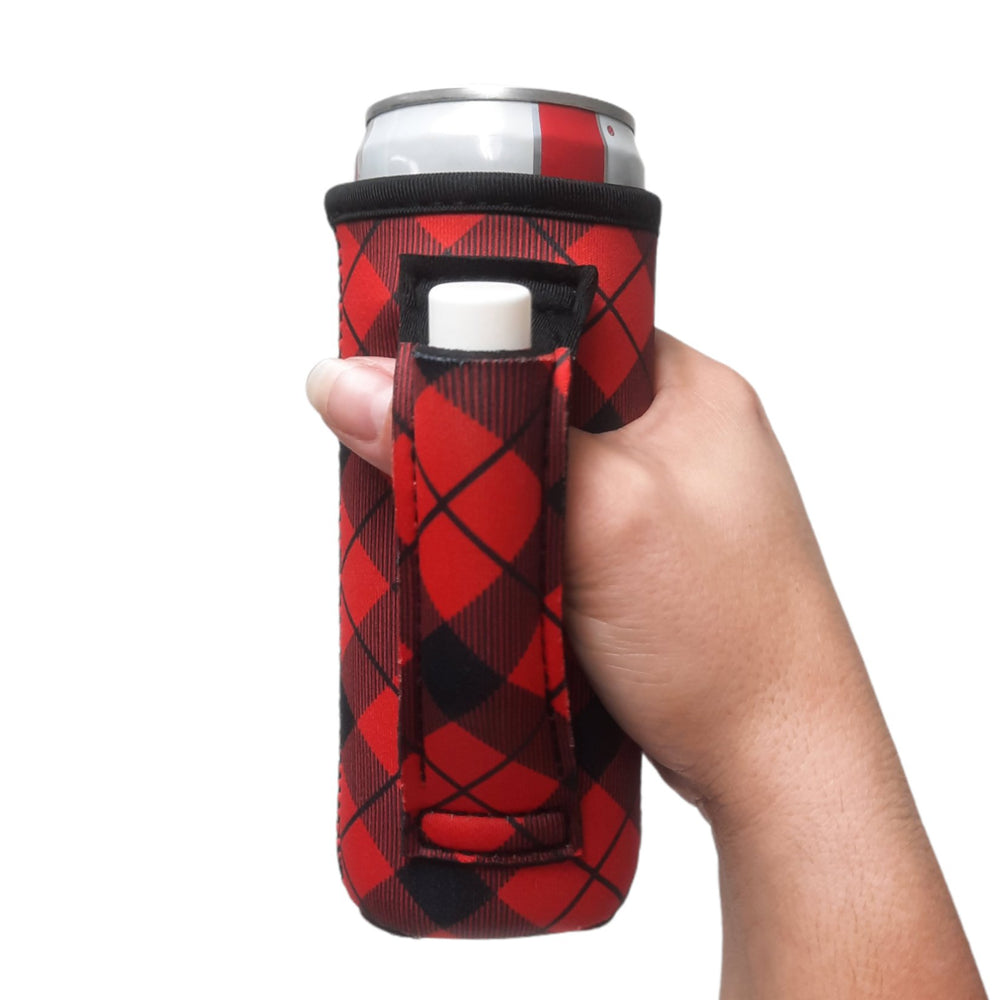 Red Plaid 12oz Slim Can Handler™ - Drink Handlers