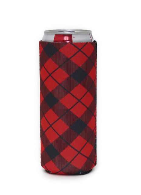 Red Plaid 12oz Slim Can Sleeve - Drink Handlers