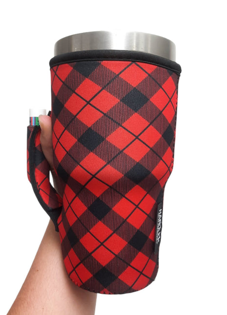 Red Plaid 30oz Tumbler Handler™ - Drink Handlers