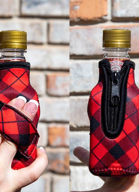 Red Plaid 8oz Mini Bottleneck Handler™ - Limited Edition* - Drink Handlers
