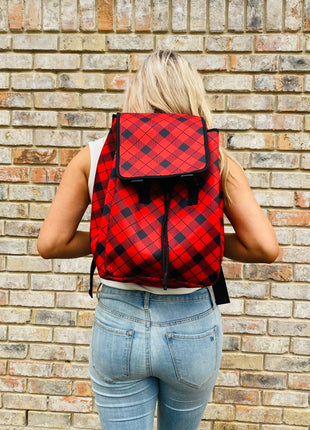 Red Plaid Backpack - Drink Handlers