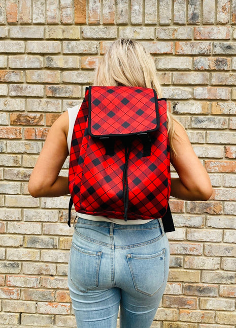 Red Plaid Backpack - Drink Handlers