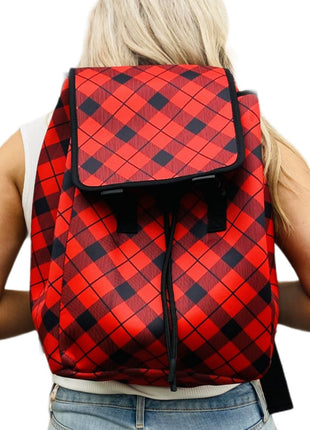 Red Plaid Backpack - Drink Handlers