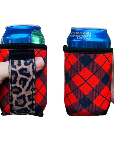 Red Plaid w/ Leopard 12oz Regular Can Handler™ - Drink Handlers
