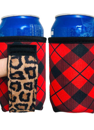 Red Plaid w/ Leopard 12oz Regular Can Handler™ - Drink Handlers