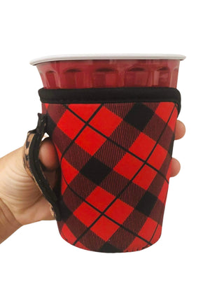 Red Plaid W/ Leopard 12oz Wine Tumbler Handler - Drink Handlers