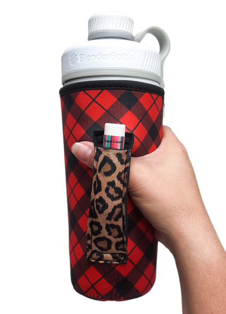 Red Plaid w/ Leopard 30oz Tumbler Handler™ - Drink Handlers