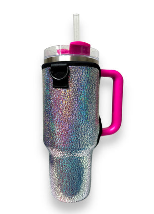 Silver Fox 40oz Tumbler With Handle Sleeve - Drink Handlers