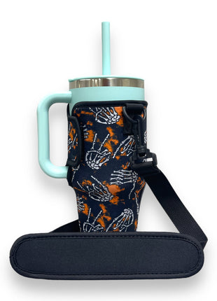 Skeleton Hands 25-35oz Tumbler With Handle Sleeve - Drink Handlers
