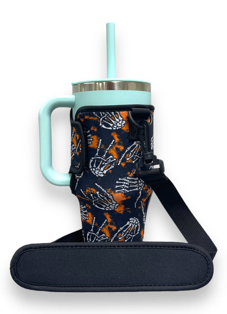Skeleton Hands 25-35oz Tumbler With Handle Sleeve - Drink Handlers
