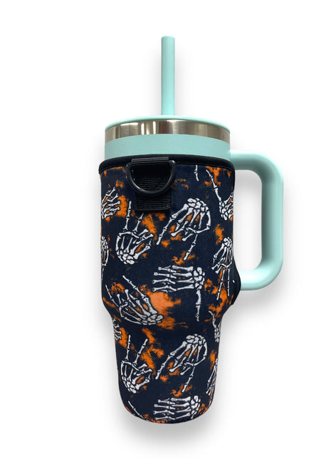 Skeleton Hands 25-35oz Tumbler With Handle Sleeve - Drink Handlers